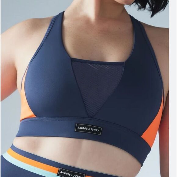 Savage x Fenty Racer X Medium-Impact Sport Bra 1X blue/ Orange NWT IN PACKAGING - Picture 1 of 7